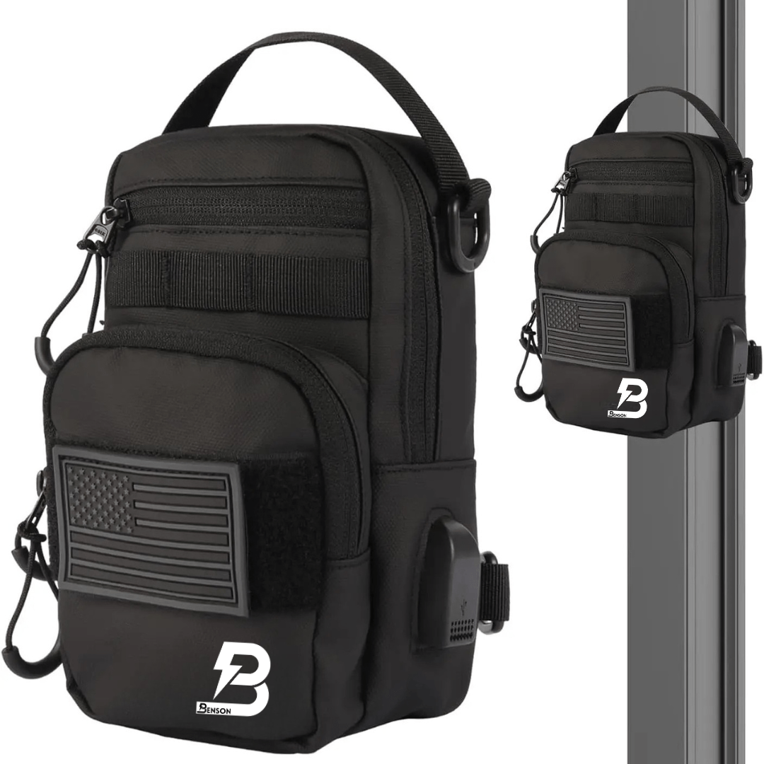 Benson Sporttasche mit USB-Anschluss und Klettfläche für Patches – stylische Crossbody Sling Bag.